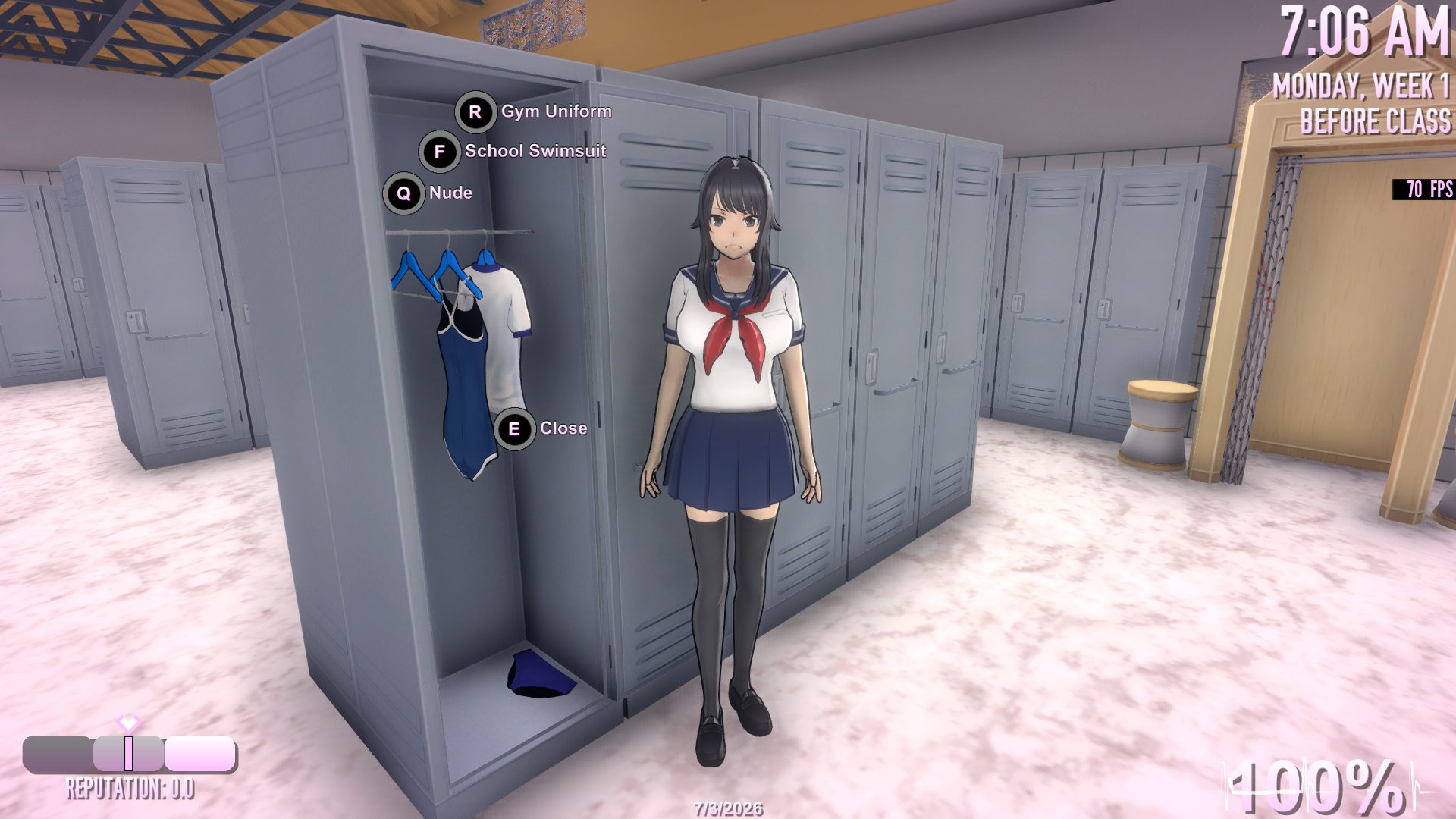 Yandere Simulator - Nudity Mod (Shower Room - Locker Nude Option)